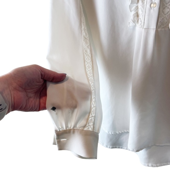Anne Fontaine Romanella White Blouse Top Size 40 Flawed - Picture 8 of 10